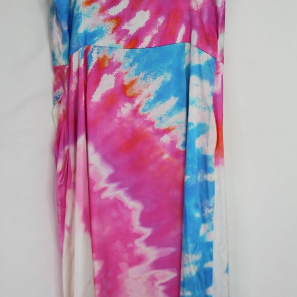 Retrofete Silk Marlene Cotton Candy Maxi Slip Dress Tie Dye Print High Slit M - Picture 10 of 16